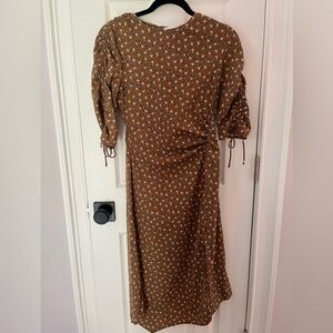 Astr Brown Floral Midi Dress